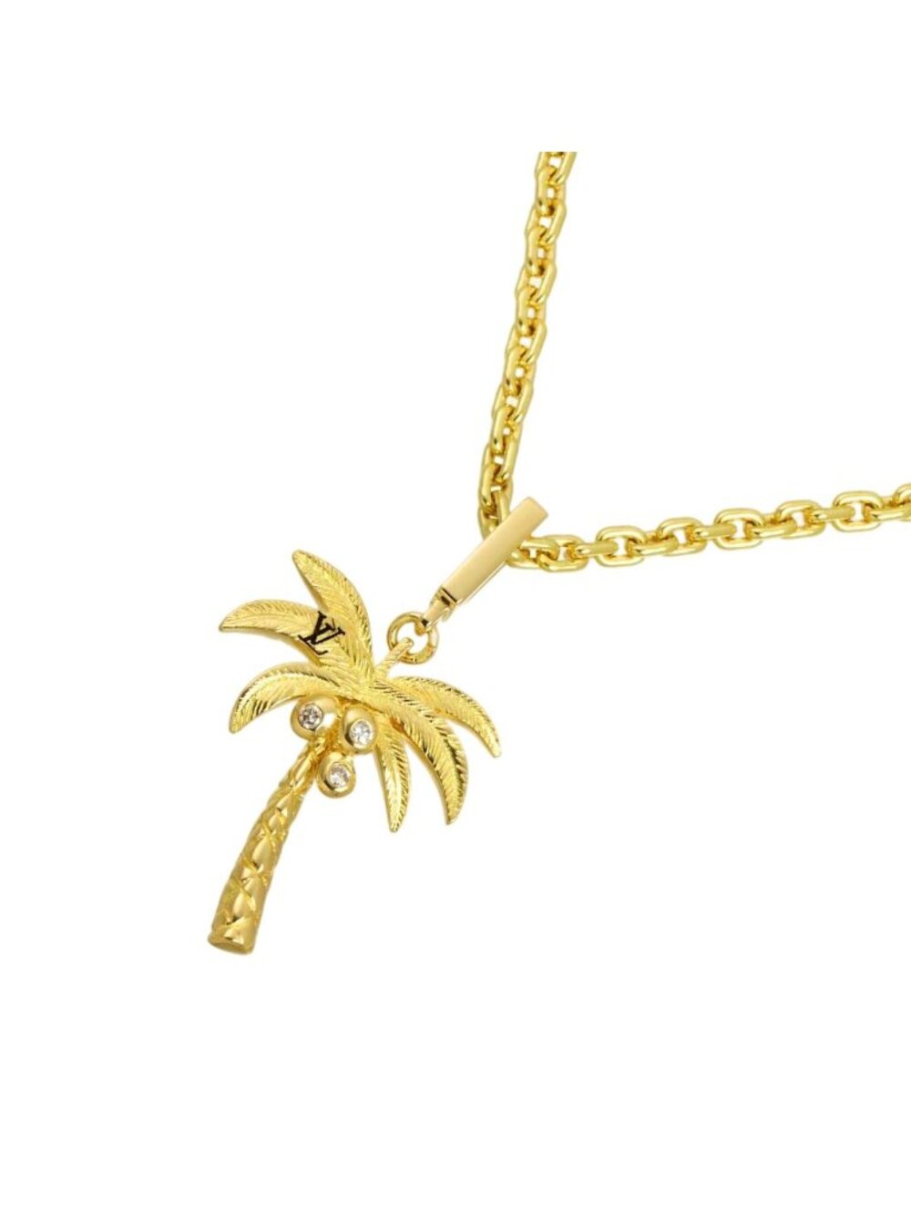 Louis Vuitton Palm Tree Diamond Necklace 50 18k Yellow Gold